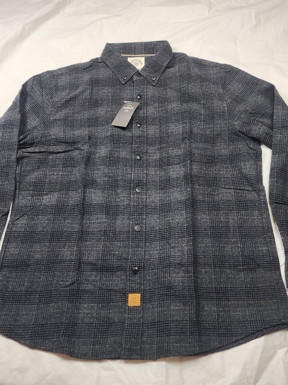 DUBINIK Men's Grey Plaid Button-Down Shirt - Classic Casual